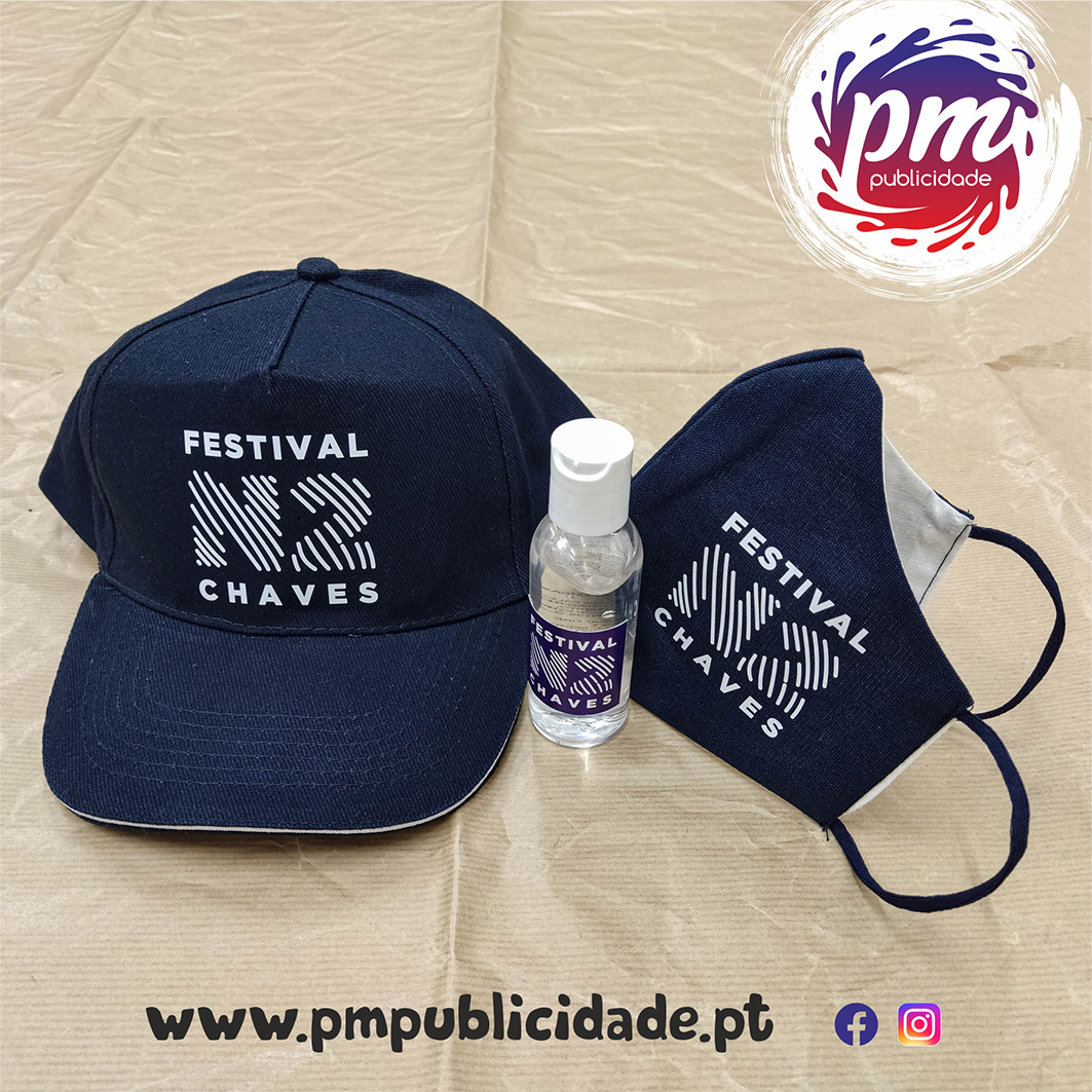 Boné, Mascara e Alcool Gel Festival N2 Chaves